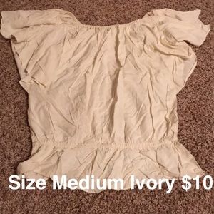 Ivory shirt that can be worn off the shoulder too
